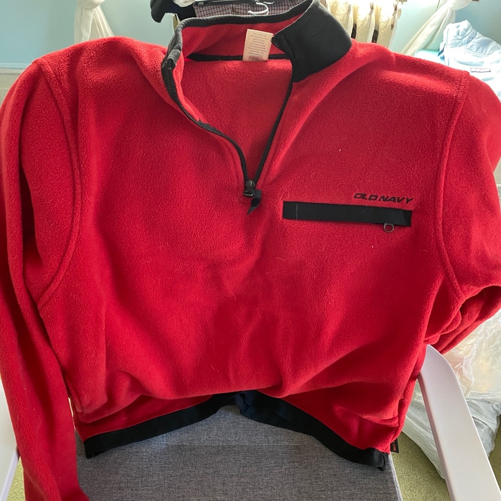Old Navy Red Fuzzy Quarter Zip